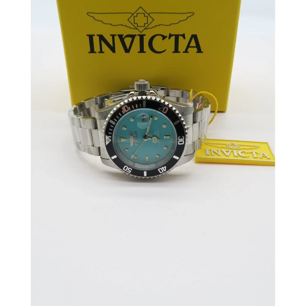 Invicta Pro Diver Aurenova 40mm Turquoise Dial Stainless Steel Watch Black Bezel